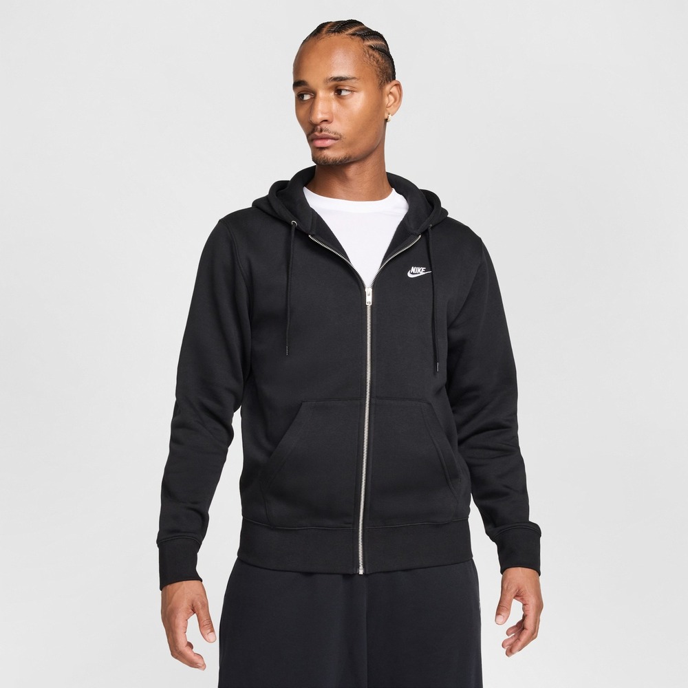 235. Nike Mens Club Full-Zip Hoodie - Mens Black/White Size L